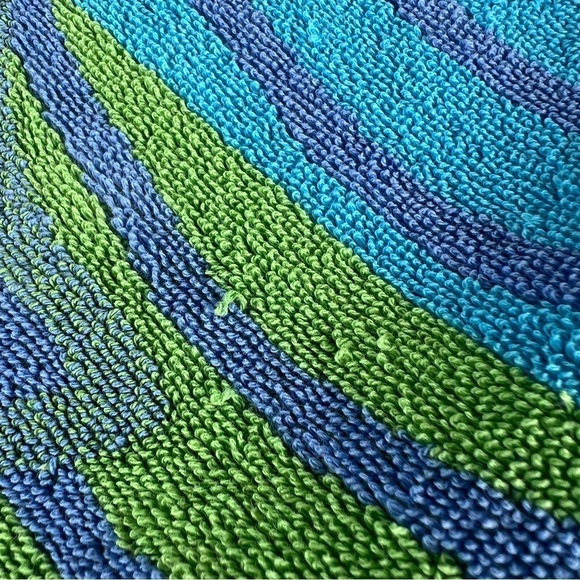 Vintage Mervyn’s Dancing Dolphin Waves Cotton Beach Towel Blue Green 36x64 FLAWS - Picture 13 of 16